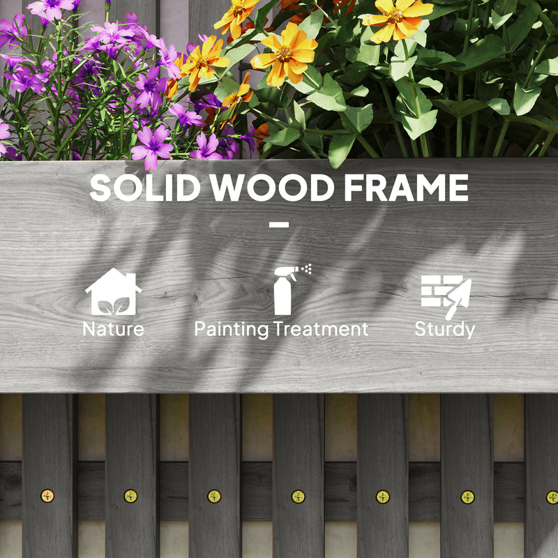 Wall Mounted Wooden Garden Planter with Trellis and Drainage Holes Grey by Outsunny