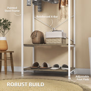 Hallway Coat Rack With Shoe Storage Bench and Hooks Ideal for Entryway Organisation Grey