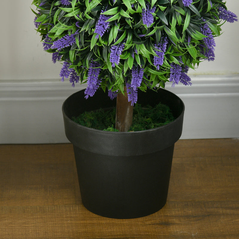 Set of 2 Artificial Lavender Ball Trees with Pots for Indoor or Outdoor Display, Purple