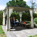 3 x 3m Aluminium Retractable Pergola with Khaki Roof and Curtains by Outsunny