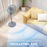 Pedestal Fan with Remote Control and Adjustable Height for Home or Office Grey AOSOM