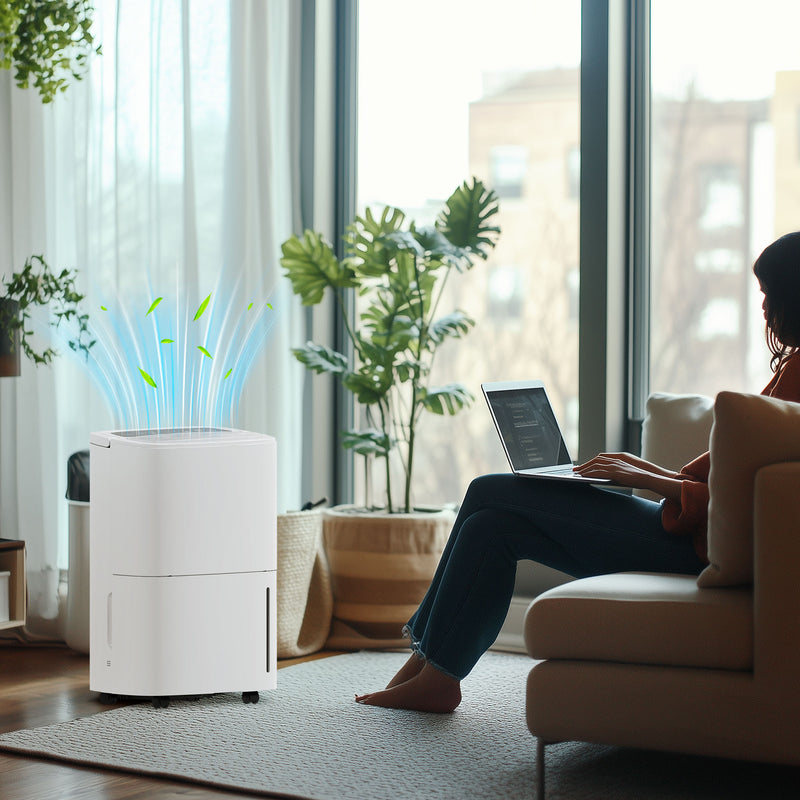 White 20L Dehumidifier with Touch Control for Home and Office by HOMCOM