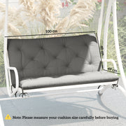 Light Grey 2 Seater Garden Bench Cushion with Backrest and Ties 98 x 100cm by Outsunny