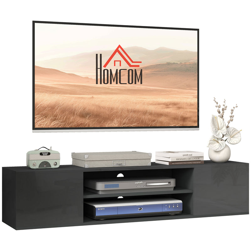 Wall Mounted Floating TV Stand for TVs up to 60 Inch with Storage and Cable Management Grey