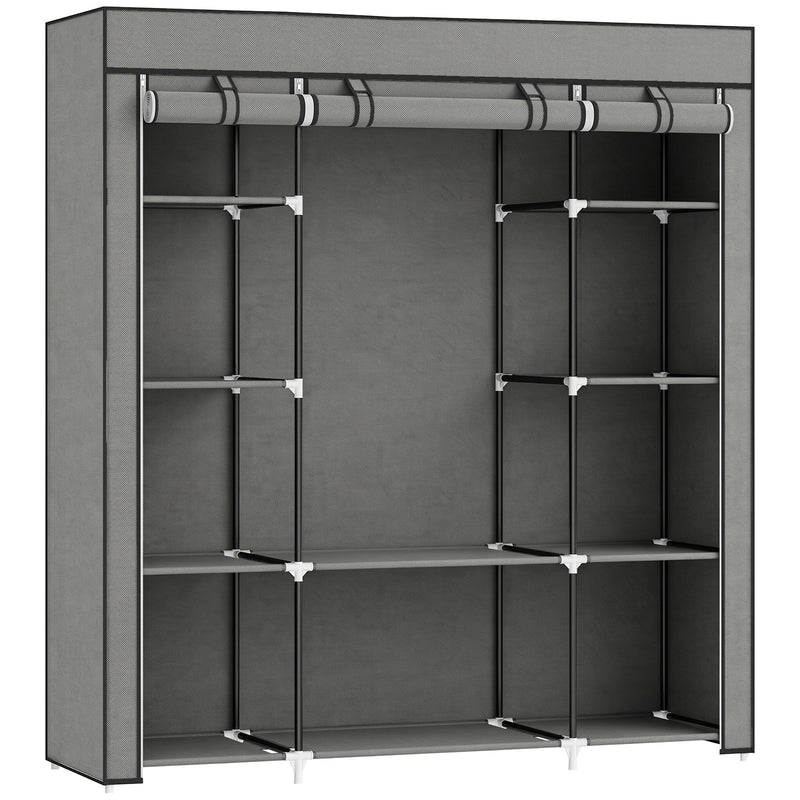 Fabric Wardrobe with Hanging Rail and 10 Shelves for Easy Bedroom Storage