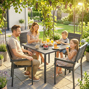 Garden Dining Set for 4 with Weather Resistant Table and Chairs Easy Care Black Outsunny
