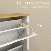 Slim White High Gloss Shoe Cabinet with 3 Flip Drawers and Adjustable Shelves for 18 Pairs by HOMCOM