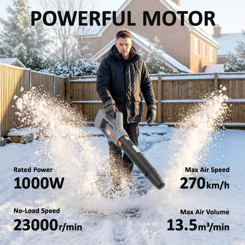 Cordless Leaf Blower for Quiet Garden and Patio Cleaning Lightweight Light Grey AOSOM