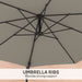 Light Grey 3m Wall Mounted Garden Parasol with Easy Crank Handle for Shade by Outsunny