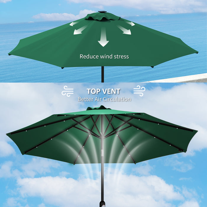 Green 3m Replacement Parasol Canopy UPF 50 Plus with Top Vent Fits 8 Rib Frames by Outsunny