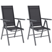 Set of 2 Folding Camping Chairs with Aluminium Frame and Breathable Mesh Seat by Outsunny