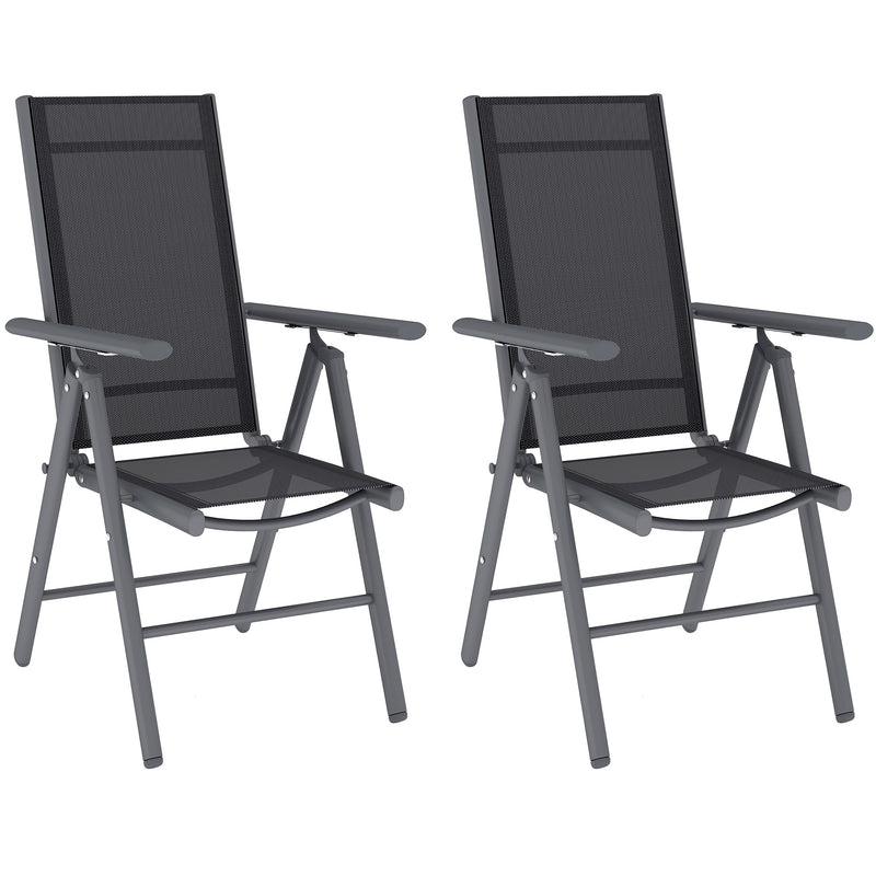 Set of 2 Folding Camping Chairs with Aluminium Frame and Breathable Mesh Seat by Outsunny