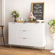 White Sideboard Buffet Cabinet with 3 Drawers and Adjustable Shelves by HOMCOM