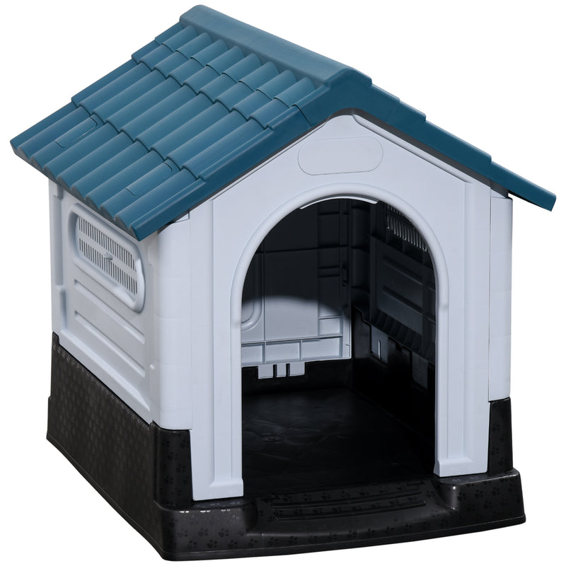 Outdoor Dog Kennel House for Small Breeds with Raised Floor for Airflow Grey