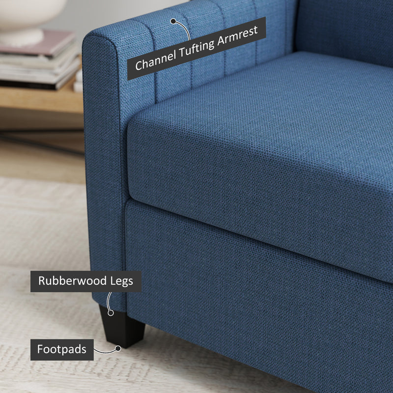 Blue 2 Seat Sofa Linen Look Modern Design Comfortable and Stylish by HOMCOM