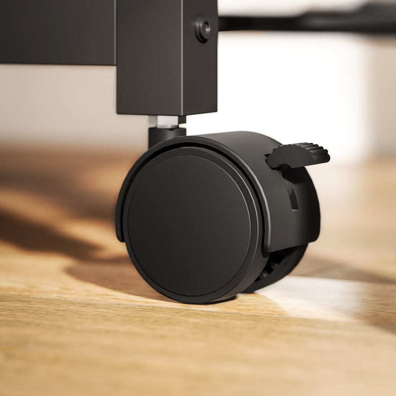 4 Tier Mobile Printer Stand with Power Outlets for Home Office Storage Rustic, Brown