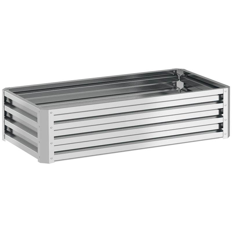 Galvanised Steel Raised Garden Bed for Growing Herbs and Vegetables Outdoors, Silver