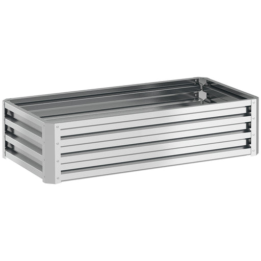 Galvanised Steel Raised Garden Bed for Growing Herbs and Vegetables Outdoors, Silver