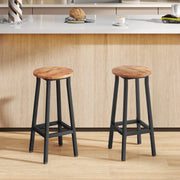 Set of 2 Industrial Bar Stools with Footrest Ideal for Breakfast Bar Seating Rustic Brown