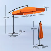 Orange 2.7m Cantilever Garden Parasol with Adjustable Crank Arm by Outsunny