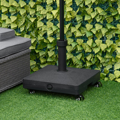 20kg Wheeled Parasol Base for Garden Umbrella Sand or Water Fill Heavy Duty Black Outsunny