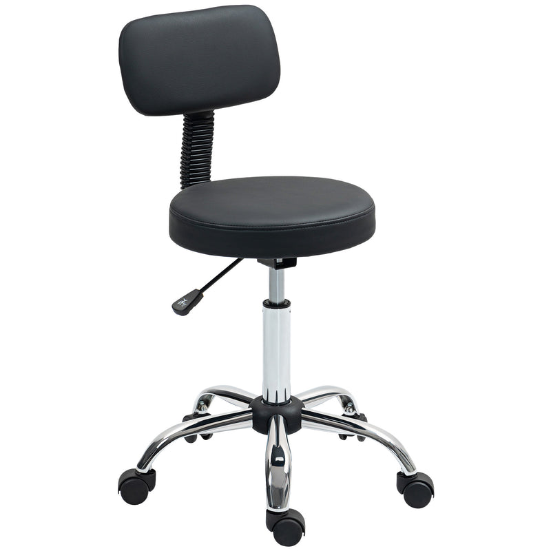 Black Swivel Salon Stool with 360° Rotating Seat and Adjustable Height by HOMCOM