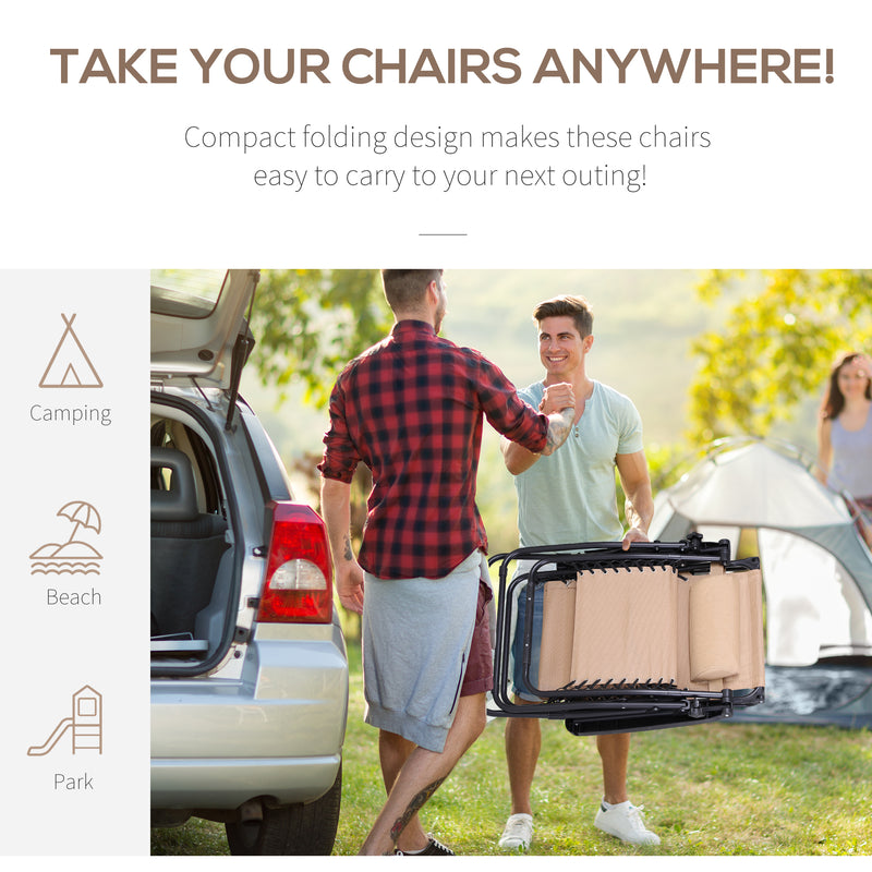 Beige Zero Gravity Garden Sun Lounger Set with Headrests Cup Holders and Canopy Shade