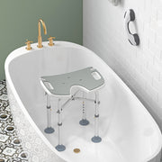 Adjustable Padded Shower Stool with U Shaped Seat for Elderly or Disabled Use, Grey