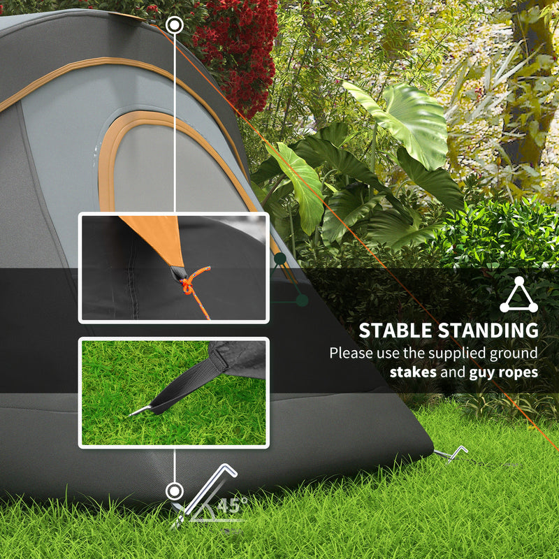 6 Person Blackout Camping Tent with Single Large Room and Easy Setup Light Grey Black