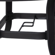 Round 106cm Garden Dining Table with Parasol Hole and Tempered Glass Top for Patio