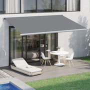 Grey 4x3m Retractable Electric Manual Awning With LED Lights And Remote For Patio