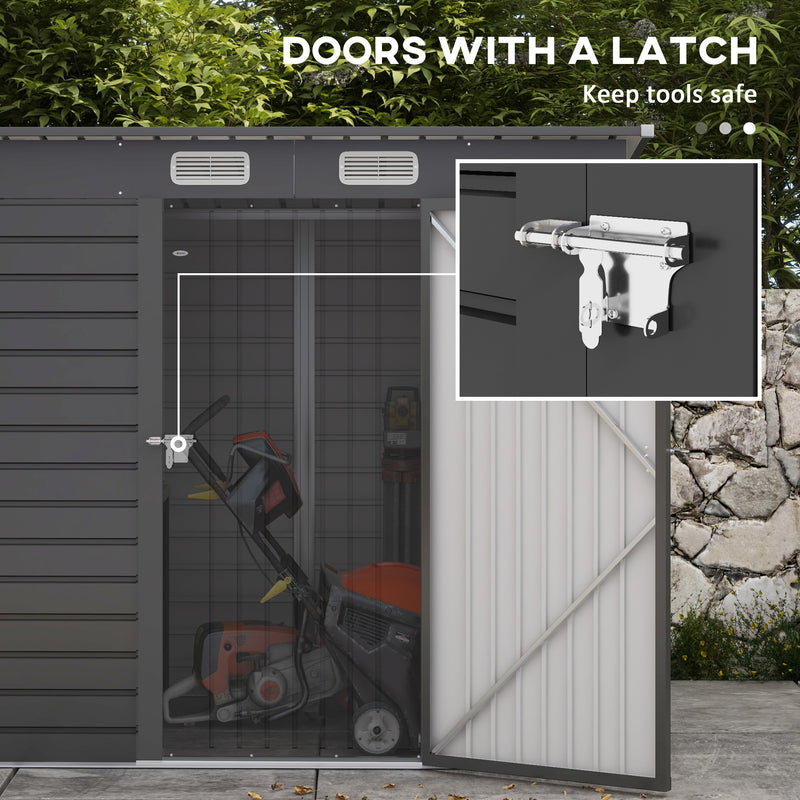 Grey 4x6ft Galvanised Metal Garden Shed With Locking Door by Outsunny