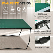 9ft Indoor Folding Tennis Table With Easy Roll Wheels For Home Use Green AOSOM
