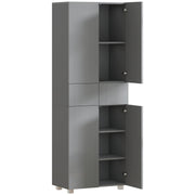 Kitchen Cupboard with Adjustable Shelves and Push-Open Doors for Easy Storage High Gloss Grey AOSOM
