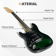 Electric Guitar Starter Set with 15W Amp and Carry Bag Perfect for Beginner Players Dark Green AOSOM