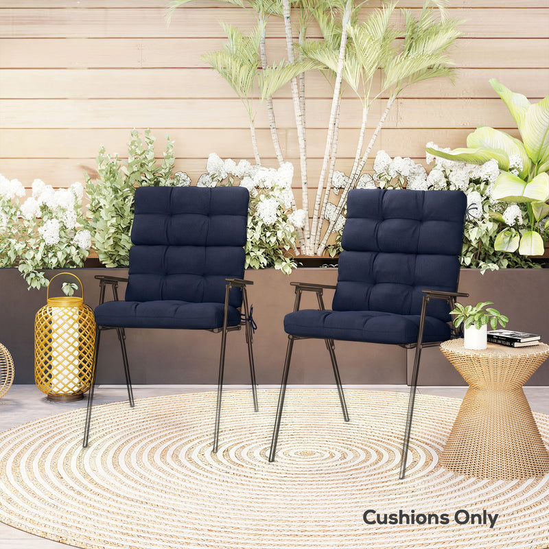 Outdoor Seat and Back Cushions Set of 2 for Garden Chairs Easy Care Dark Blue AOSOM