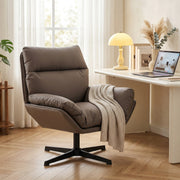 Cat Scratch Resistant Swivel Armchair with Thick Cushion for Relaxing at Home Dark Brown AOSOM