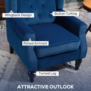 Retro Wingback Accent Chair With Button Tufting For Living Room Or Bedroom, Blue