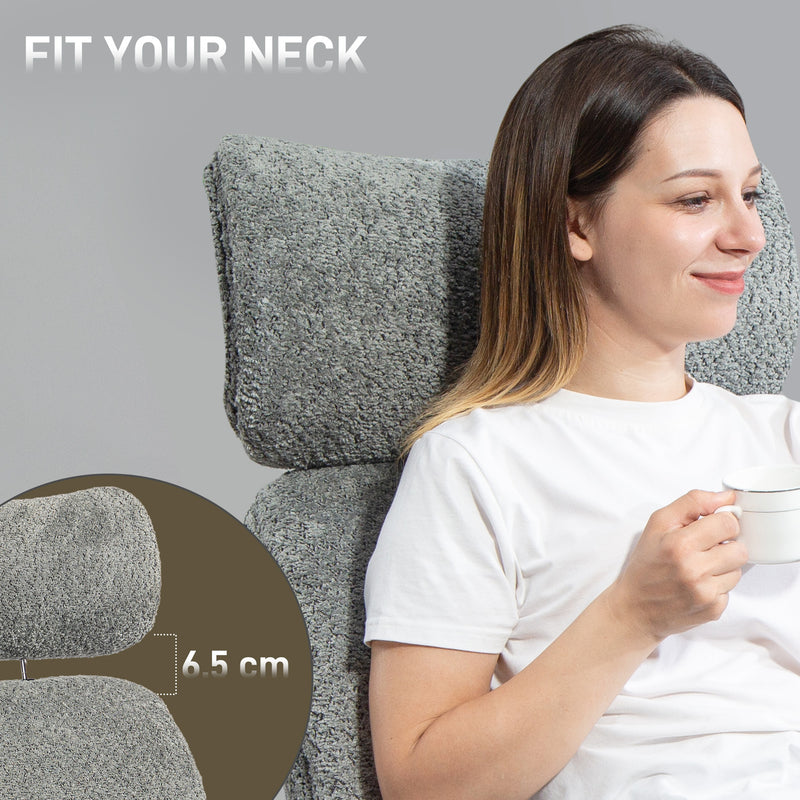 Ergonomic Office Chair with Adjustable Headrest and Boucle Fabric for Home Working Charcoal Grey AOSOM