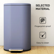 30L Slim Pedal Bin with Soft Close Lid and Removable Bucket for Kitchen or Office Grey