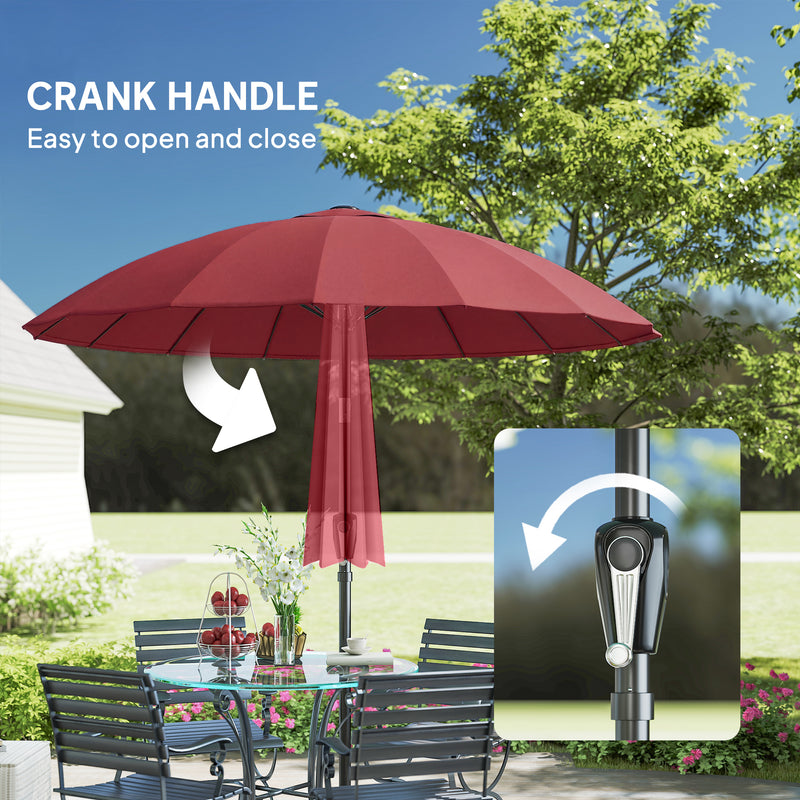 Garden Parasol Umbrella with Adjustable Tilt for Sun Protection and Shade Wine Red Outsunny