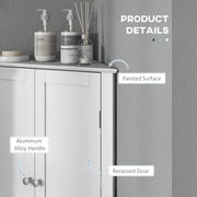 Corner Bathroom Storage Cabinet with Adjustable Shelf and Recessed Door Free Standing White