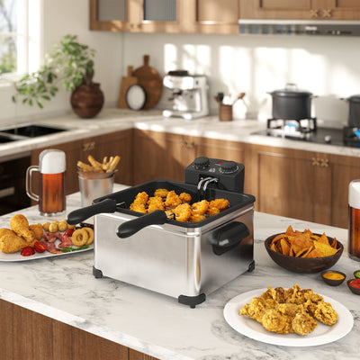 5 Litre Stainless Steel Deep Fat Fryer 2000W With Timer For Chips And Fried Chicken