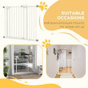 Adjustable Extra Wide Metal Dog Safety Gate for Doorways and Stairs, White