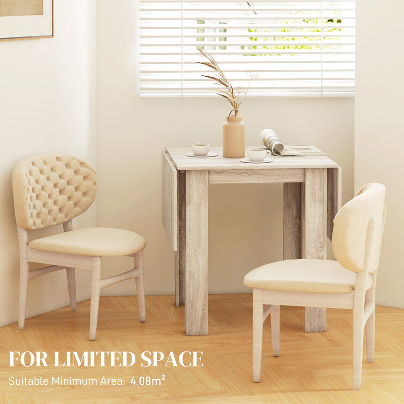 Four Seater Drop Leaf Dining Table Space Saving Folding Design for Dining Room Wood Effect
