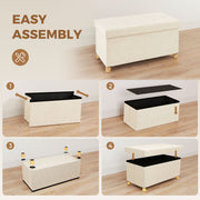Velvet storage ottoman - Cream