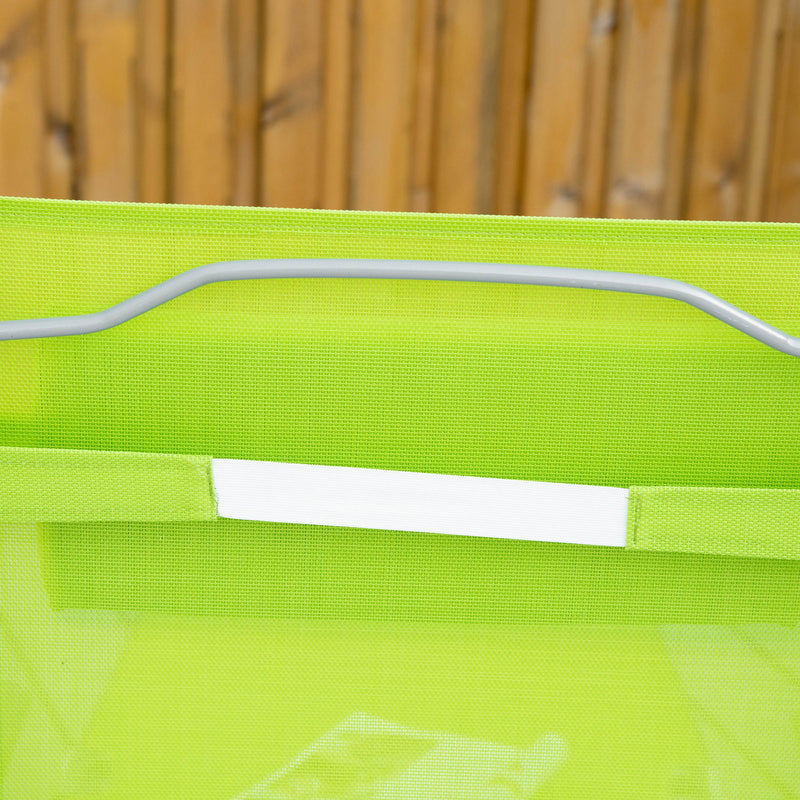 Green Folding Sun Lounger with Pillow and 7 Position Backrest for Garden and Patio Relaxing