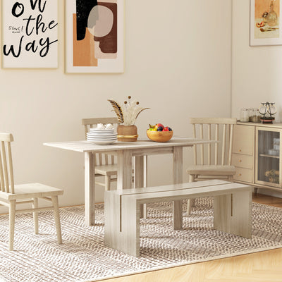 Four Seater Drop Leaf Dining Table Space Saving Folding Design for Dining Room Wood Effect