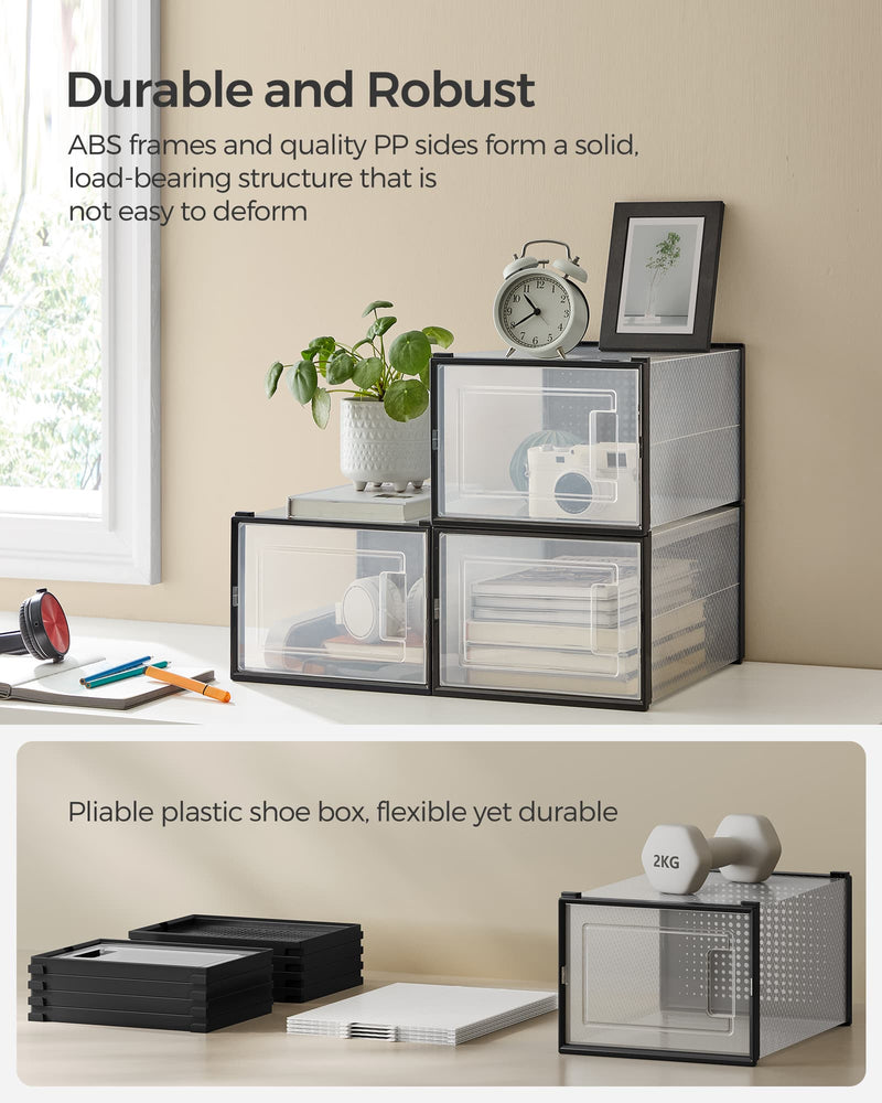 Ventilation holes and clear front door on the shoe storage box