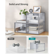 Feature panel comparing the sturdy box holding a dumbbell against a thinner plain box